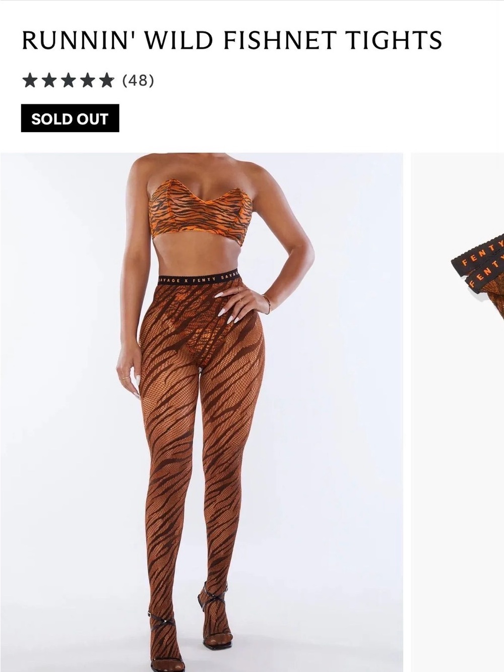 Fenty Beauty Orange & Black Tiger-Print Fishnet Leggings